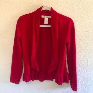 Red ruffle cardigan
